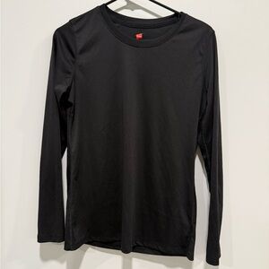 Hanes Women's Black Long Sleeve Tee